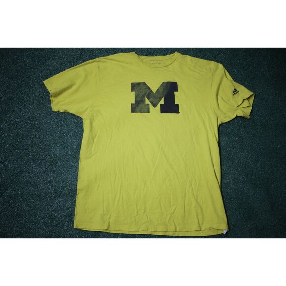 Adidas Michigan Wolverines "M" Logo T-Shirt XL - Yellow - College Team Spirit - Picture 1 of 6
